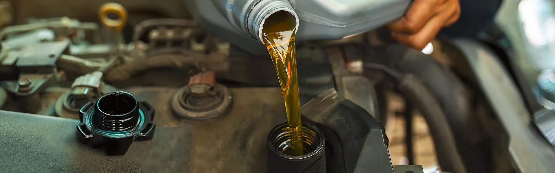 oil change service on a commercial work truck